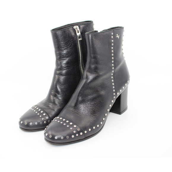 C0 Auth ZADIG & VOLTAIRE Lena Studded LOGO Ankle Booties Black Size 37 US 6 $568 - Picture 1 of 6